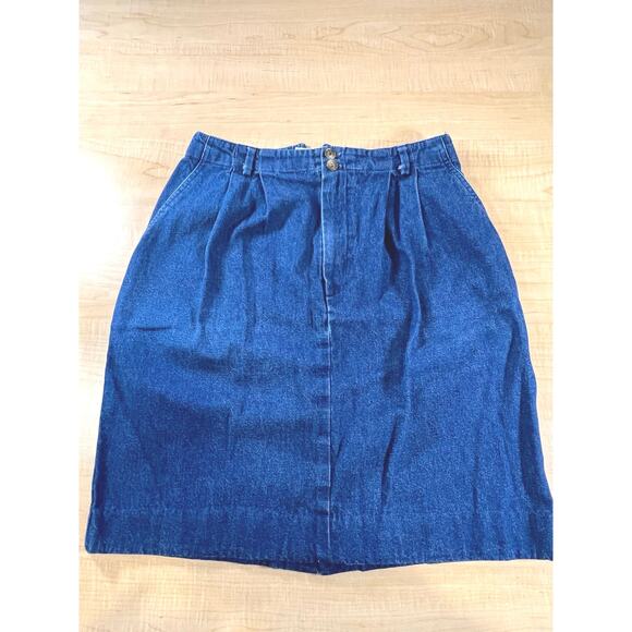 LL Bean Dresses & Skirts - Vintage LL Bean Denim Skirt Pleated 100% Cotton Womans Size 2/4